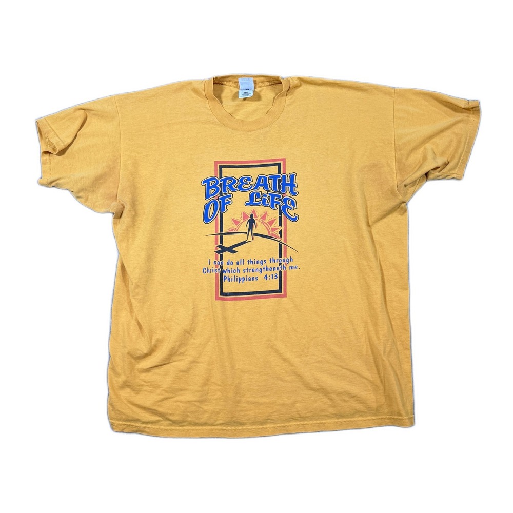Fruit of the Loom Christian Graphic T Shirt Breath of Life Mens XXXL Gold